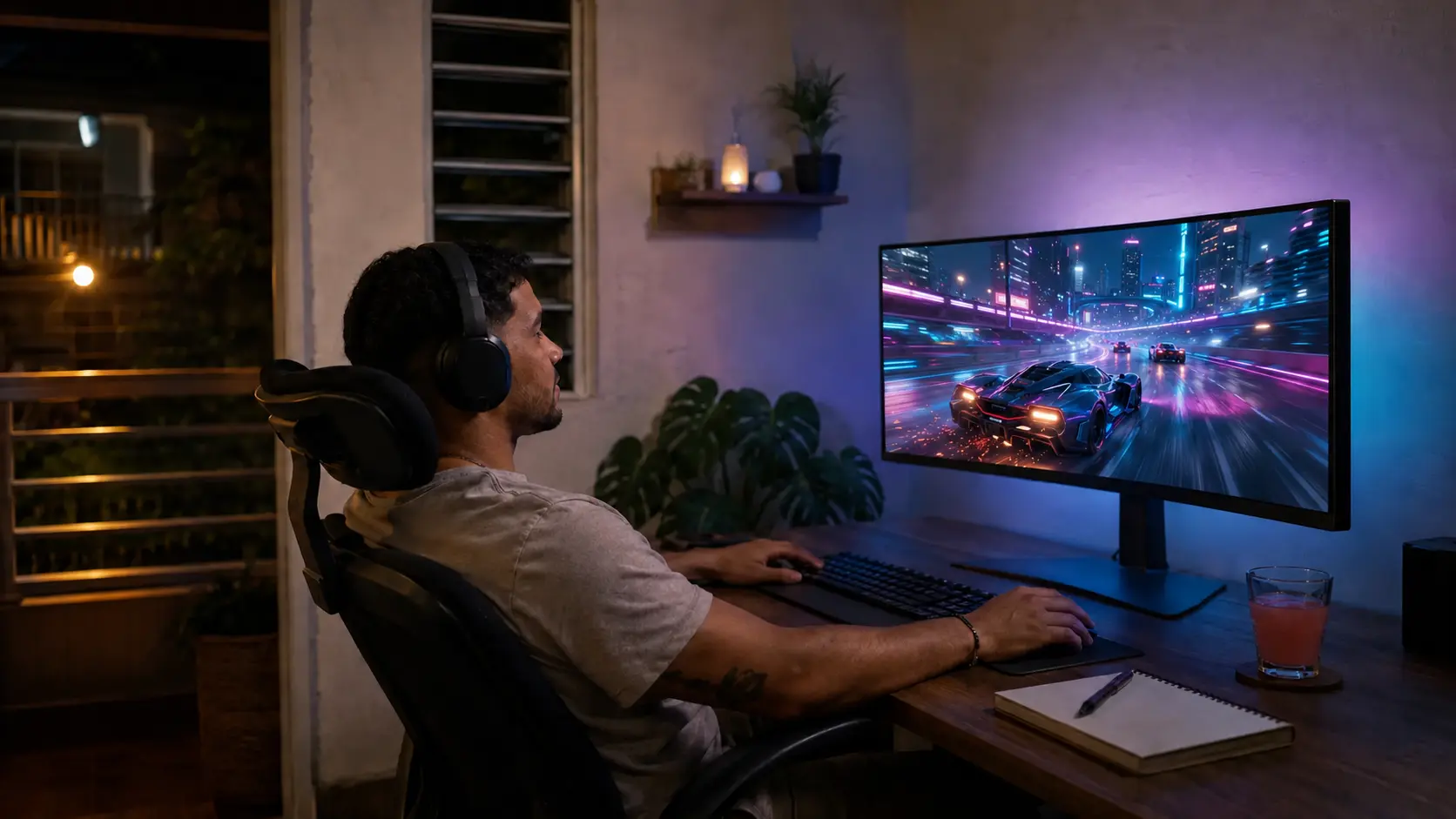 Gamer disfrutando un videojuego con una conexión estable
